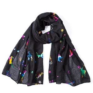 New autumn and winter Christmas deer bronzed printed scarf with Christmas tree bronzed scarf