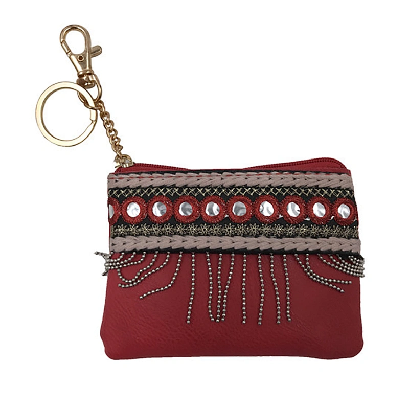 2019 New Arrival Ethnic Embroidered Cheap Small Coin Purse Keychain