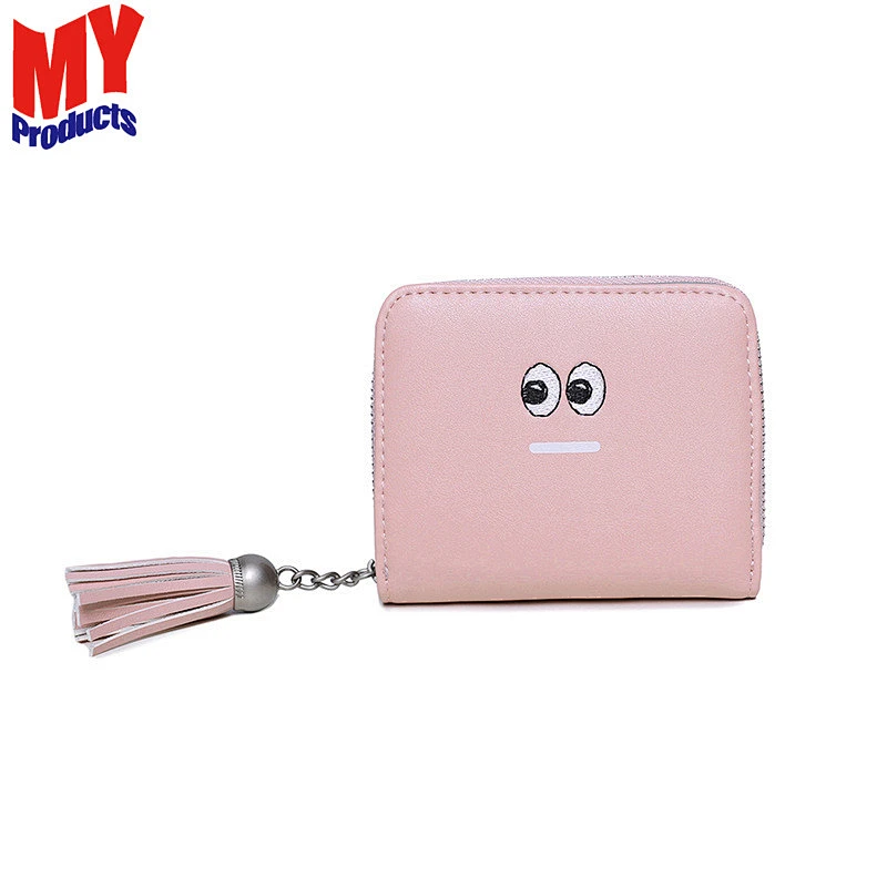 Factory direct sale fashion girls wallets and purses simple zipper tassel mini pu bag wallet for women