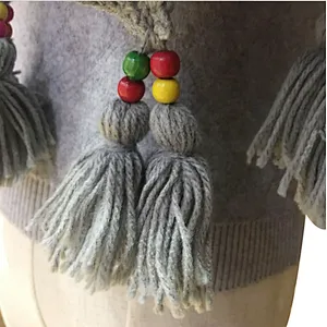 New ethnic style long knit wool scarf  printed lady tassel shawl winter warm scarf