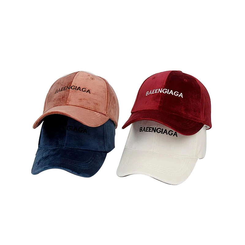 Low MOQ Autumn and Winter Warm Solid Color Gold Velvet Unisex Soft Trend Couple Hip Hop Hat Baseball Cap