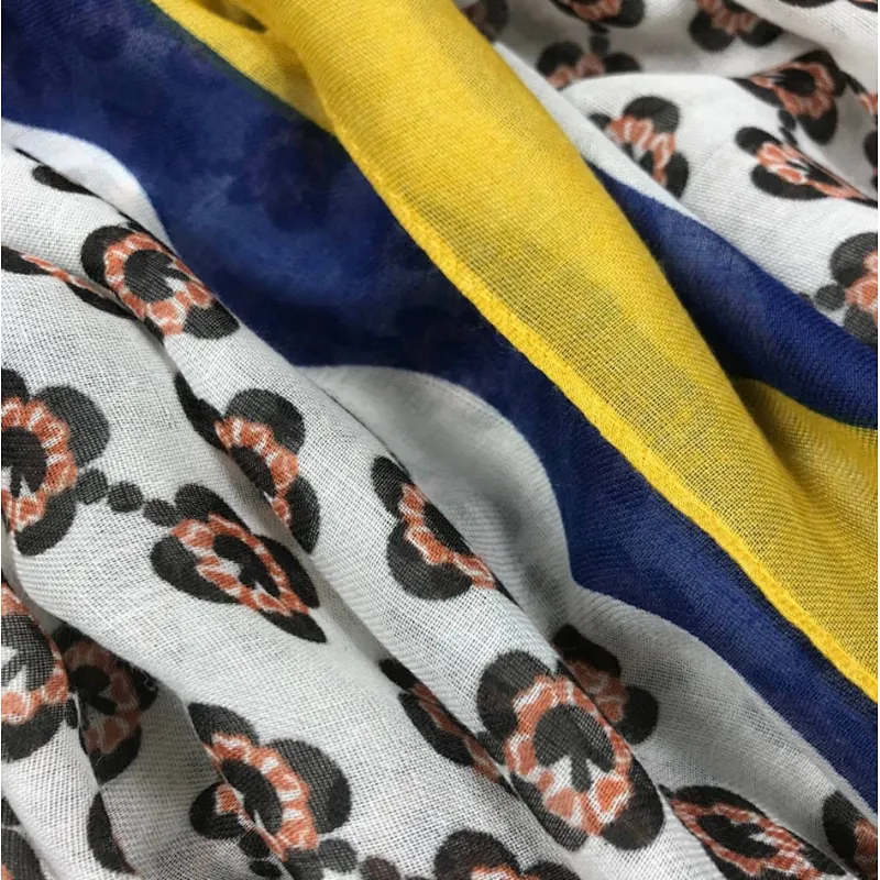 Sunflower tricolor border positioning printed scarf travel holiday shawl