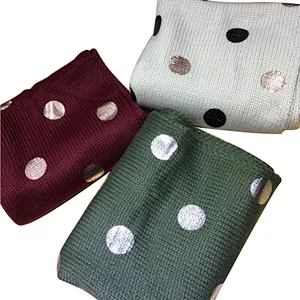 New style winter woollen scarf with polka dot and gold stamping scarf