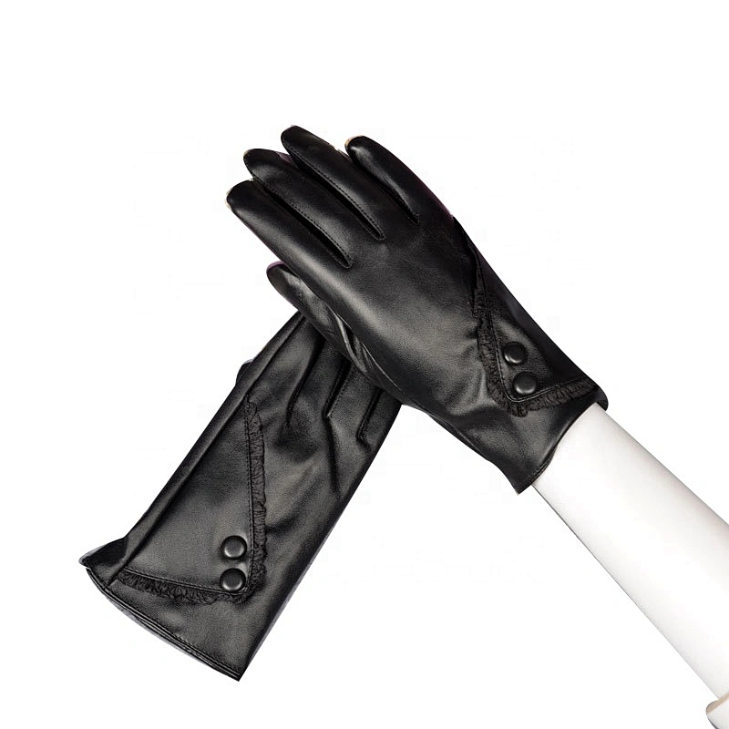 Waterproof Leather Winter Keep Warm Womens Gloves Fur Inside Touch-screen Gloves