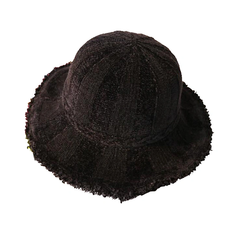 Bowknot bowler hat women winter cultural all-in-one fisherman's chenille hat