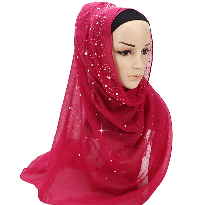 Wholesale high quality muslim ladies pearl hijab scarf women cotton hijab
