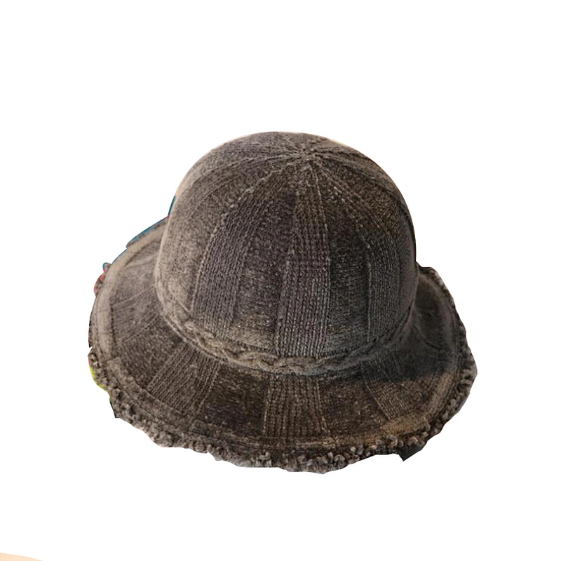 Bowknot bowler hat women winter cultural all-in-one fisherman's chenille hat