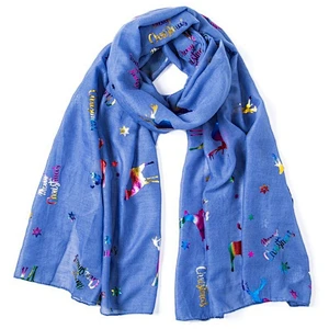 New autumn and winter Christmas deer bronzed printed scarf with Christmas tree bronzed scarf