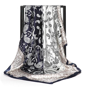 Chinese supplier women square head wrap custom printed satin head scarf