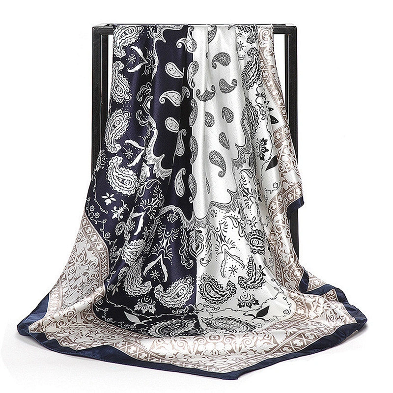 Chinese supplier women square head wrap custom printed satin head scarf