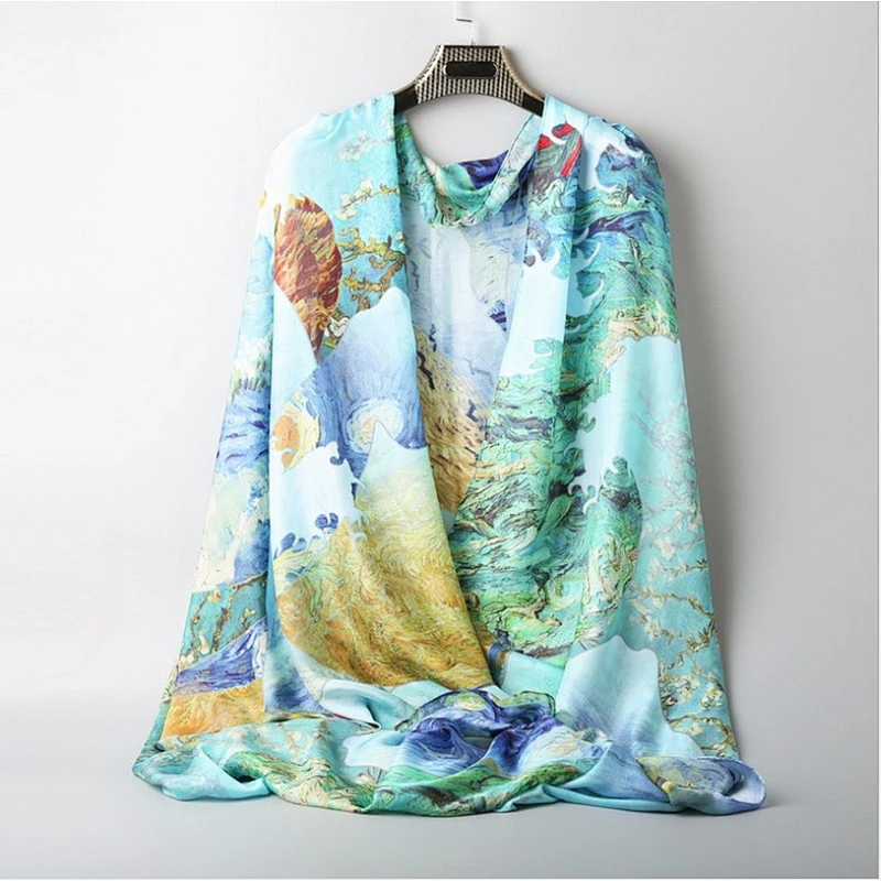 Spray painting scarf spring and autumn Korean version s herringbone silk scarf