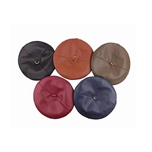 Leather beret soft newsboy  hat good quality artistic hat
