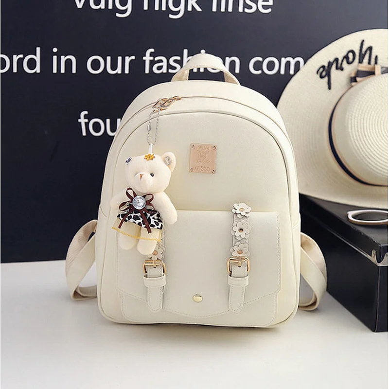 Fashion Backpack Women PU Leather Backpack Set 3 Pcs in 1 For Girls