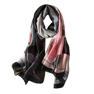 Hot sale summer multicolor women fashion scarves custom printed silk scarf