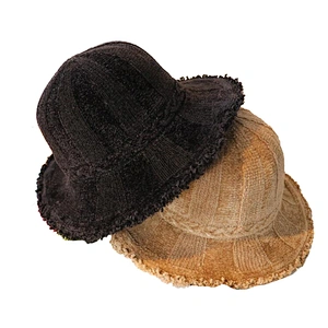 Bowknot bowler hat women winter cultural all-in-one fisherman's chenille hat