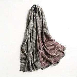 Cashmere small plaid scarf lady contrast color checked scarf