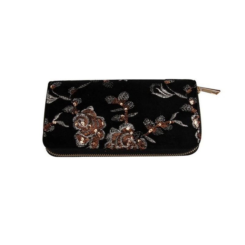 Hot sale fashion classic long wallets retro flannel embroidery wallet