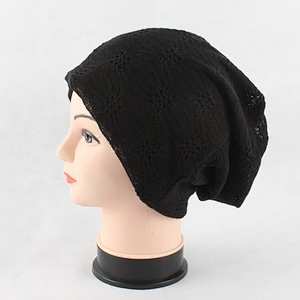 Autumn Winter Elastic Size Adjustable Plain Color Neck Scarf and Hat Hijab Hat