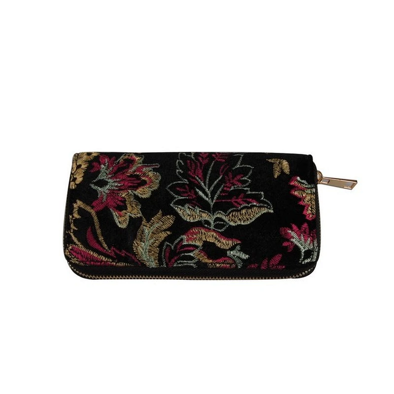 Hot sale fashion classic long wallets retro flannel embroidery wallet