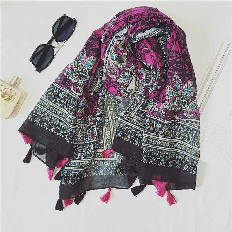 Large Silk Scarf With Chain Pattern Egyptian Cotton Scarves Wool Silk Reversible Scarf