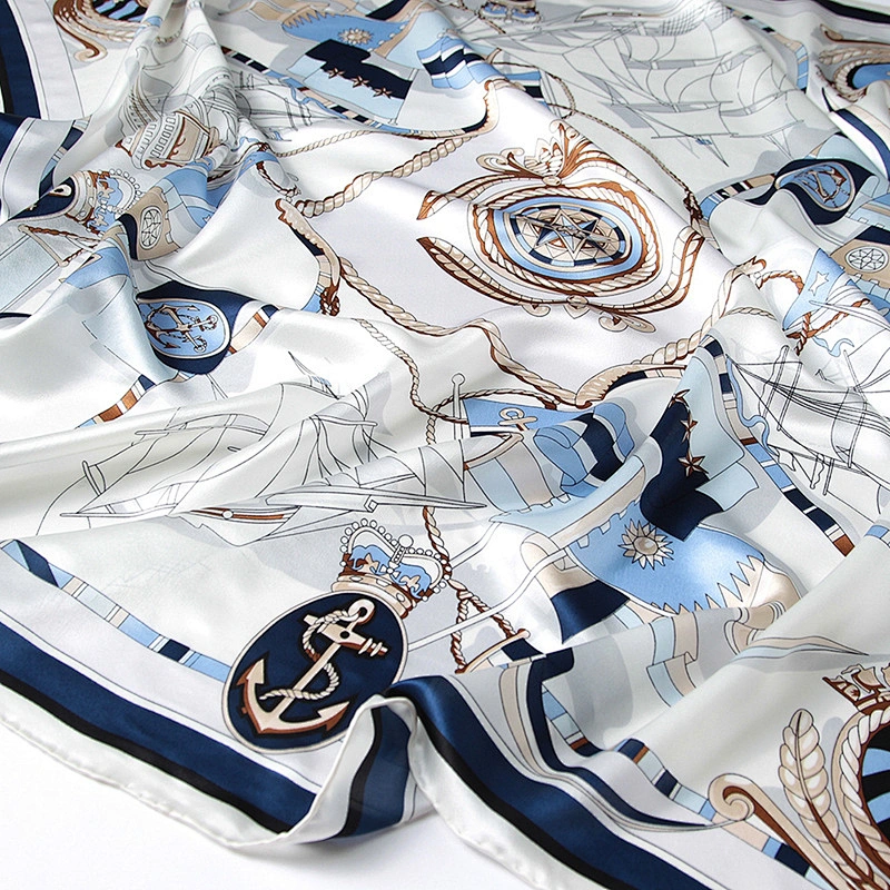 High Quality Custom Print Scarf Woman Square Silk Printed Hijab Scarf