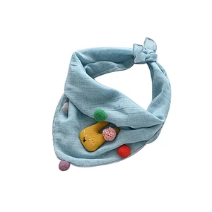 Wholesale hot sale kids cartoon style cotton square scarf with rabbit and balls