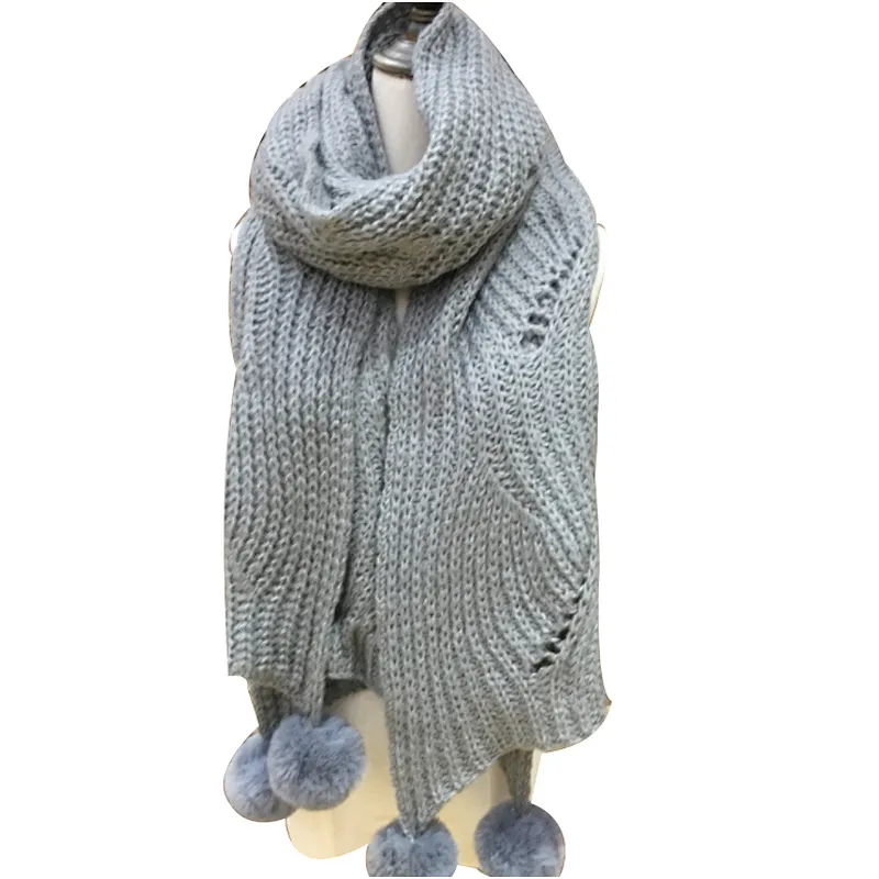 Autumn and winter new wool thickening with ball Korean version pure color scarf