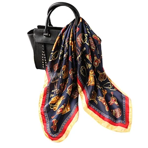 2019 New arrival luxury ladies silk scarf decorative scarf square printed satin hijab