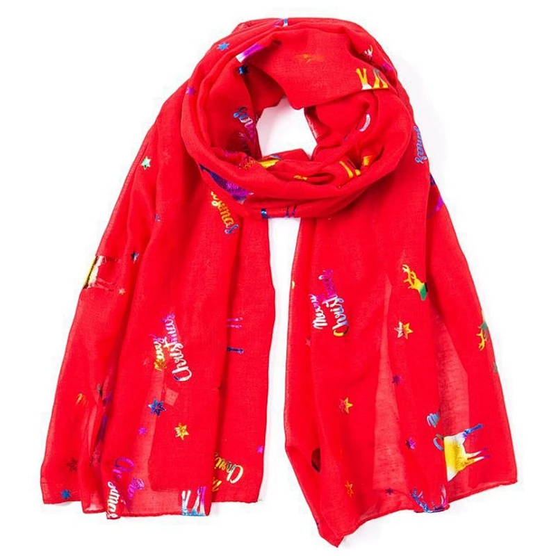New autumn and winter Christmas deer bronzed printed scarf with Christmas tree bronzed scarf