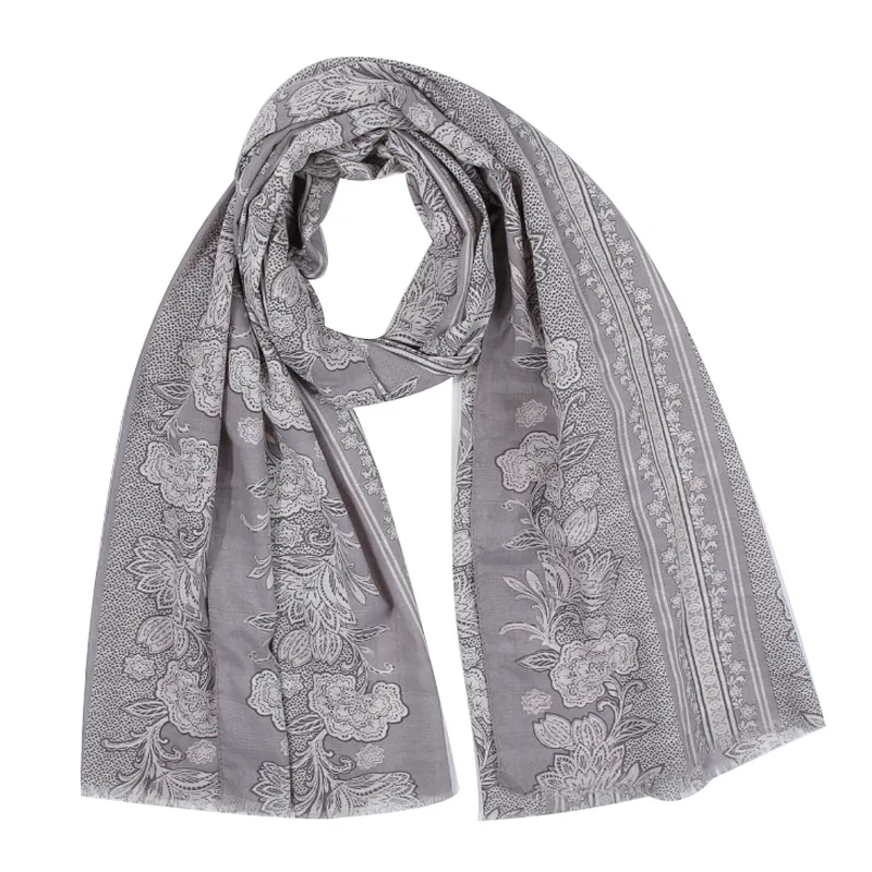 New fashion twill floral print oversized scarf for woman