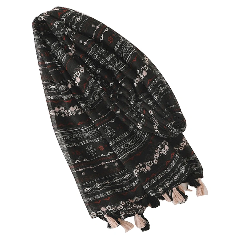 Artistic style new tassel shawl seaside travel scarf