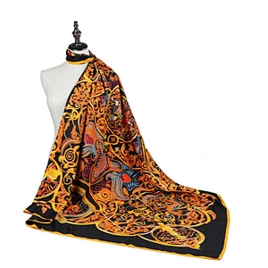2019 Fashion womens hair scarf custom made silk scarfs print square tudung