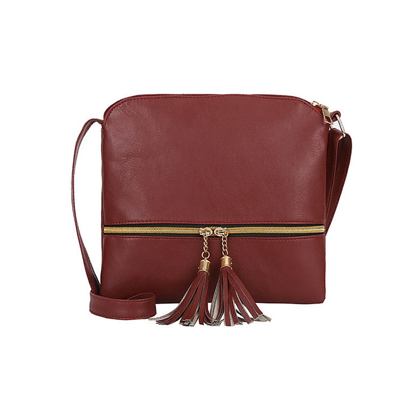 High quality woman shoulder bag tassel zipper pocket ladies crossbody bag fashionable pu leather crossbody bags wholesale