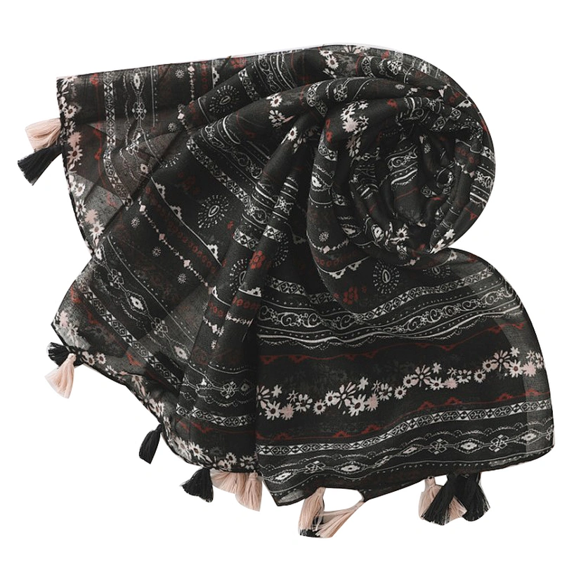 Artistic style new tassel shawl seaside travel scarf