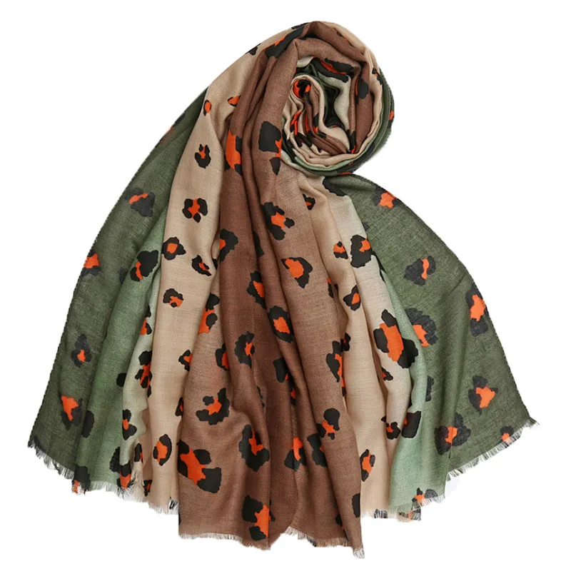 Unique woman's leopard print spring and autumn shawl folk style scarf
