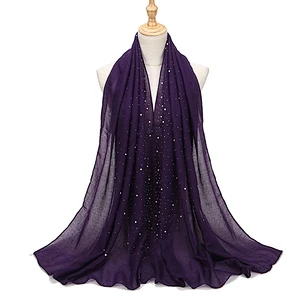 Wholesale high quality muslim ladies pearl hijab scarf women cotton hijab
