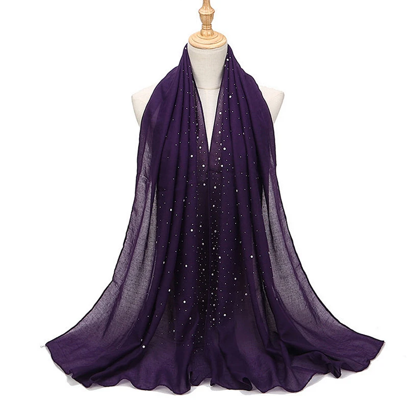 Wholesale high quality muslim ladies pearl hijab scarf women cotton hijab