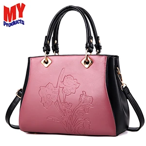 2019 Fashion cheap ladies pu shoulder bag flower tote bag handbag for women
