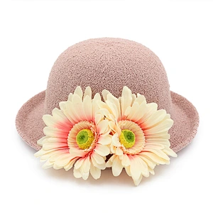 Folded Summer Lady Custom Bright Color Cheap Paper Flower Straw Hat