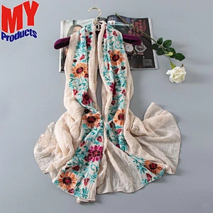 India scarf silk scarf cartoon printed silk fabric hand embroidery designs for saree blouses