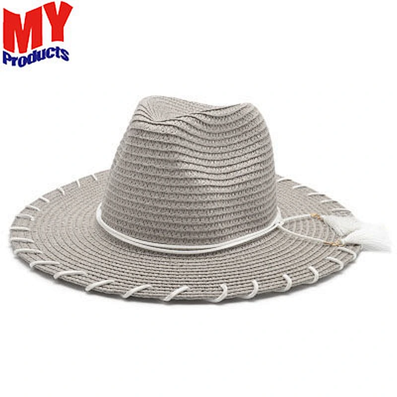 raffia straw fedora hat with flower and leaf decoration wholesale straw hats
