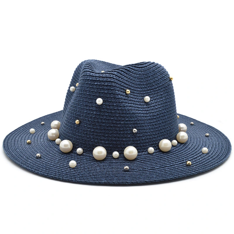 high quality panama style paper straw hat skimmer boater straw hat women woven sun hats