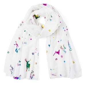 New autumn and winter Christmas deer bronzed printed scarf with Christmas tree bronzed scarf