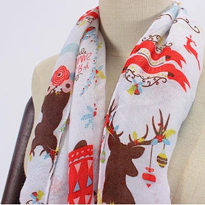 New christmas scarves for children bells and fawn print warm scarves