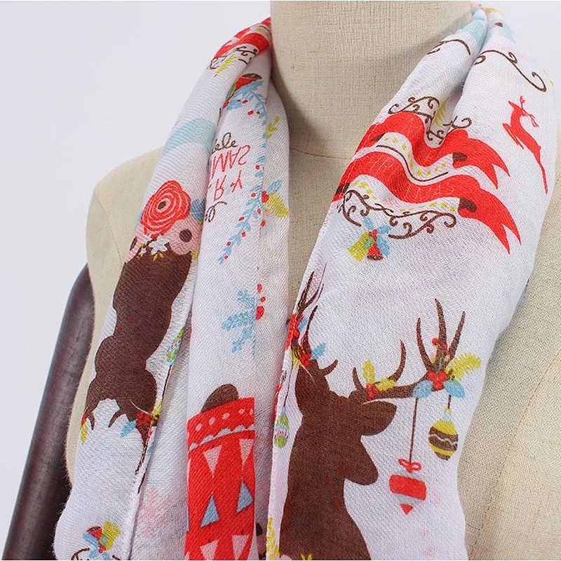 New christmas scarves for children bells and fawn print warm scarves