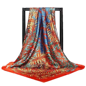 Custom design printed muslim square scarves women square scarf 90cm
