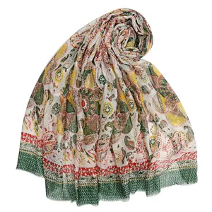 Fashionable printed folk style sunscreen shawl for women