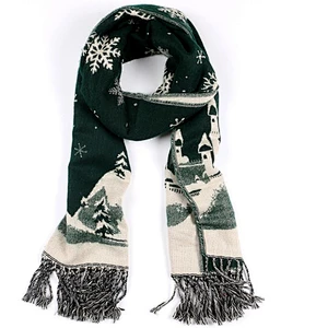 Christmas snow castle two-sided tassel men and women pashmina scarf shawl