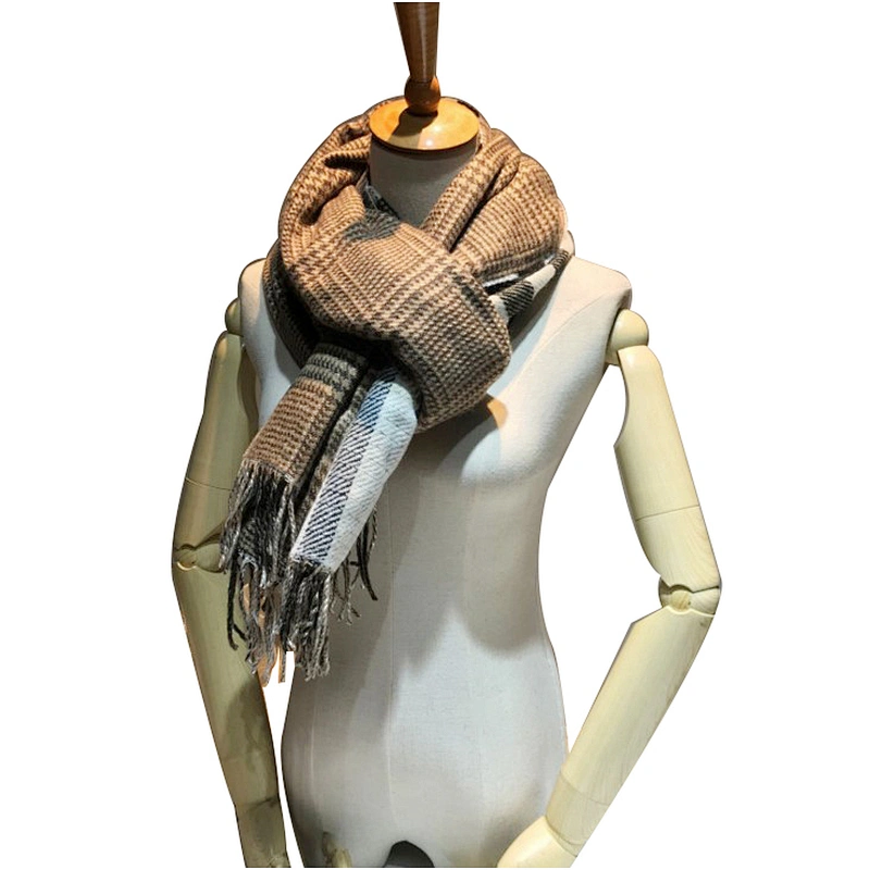Autumn and winter women's check scarf warm and thickened shawl