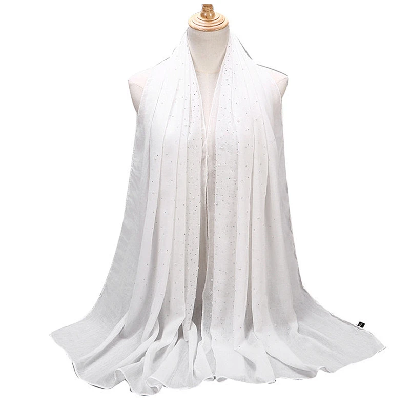 Wholesale high quality muslim ladies pearl hijab scarf women cotton hijab